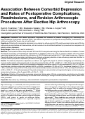 Cover page: Association Between Comorbid Depression and Rates of Postoperative Complications, Readmissions, and Revision Arthroscopic Procedures After Elective Hip Arthroscopy