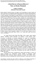 Cover page: A Brief Review of Known Effects of Noise on Marine Mammals