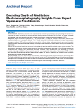 Cover page: Decoding Depth of Meditation: Electroencephalography Insights From Expert Vipassana Practitioners.