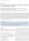 Cover page: SIRT1 Deacetylates Tau and Reduces Pathogenic Tau Spread in a Mouse Model of Tauopathy