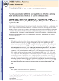 Cover page: Factors associated with HIV and syphilis co-infection among men who have sex with men in seven Chinese cities.