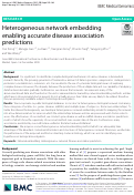 Cover page: Heterogeneous network embedding enabling accurate disease association predictions