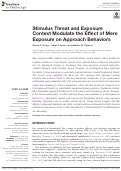 Cover page: Stimulus Threat and Exposure Context Modulate the Effect of Mere Exposure on Approach Behaviors
