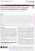 Cover page: Assessment of genetic risk for improved clinical-neuropathological correlations.