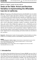 Cover page: Seats at the Table: Actors and Decision Variables in Implementing the Affordable Care Act in California