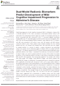 Cover page: Dual-Model Radiomic Biomarkers Predict Development of Mild Cognitive Impairment Progression to Alzheimer’s Disease