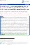Cover page: Effectiveness of the head CT choice decision aid in parents of children with minor head trauma: study protocol for a multicenter randomized trial