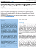 Cover page: Patient perceptions about nutrition and skin health: a survey study characterizing patient opinions and information resources