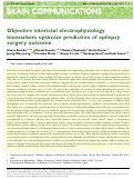 Cover page: Objective interictal electrophysiology biomarkers optimize prediction of epilepsy surgery outcome