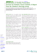 Cover page: Infrastructure of Fertility Preservation Services for Pediatric Cancer Patients: A Report From the Children's Oncology Group.