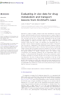 Cover page: Evaluating in vivo data for drug metabolism and transport: lessons from Kirchhoffs Laws.