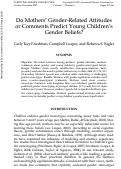 Cover page: Do Mothers' Gender-Related Attitudes or Comments Predict Young Children's Gender Beliefs?