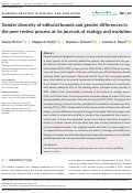 Cover page: Gender diversity of editorial boards and gender differences in the peer review process at six journals of ecology and evolution