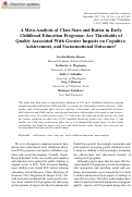 Cover page: A Meta-Analysis of Class Sizes and Ratios in Early Childhood Education Programs: Are Thresholds of Quality Associated With Greater Impacts on Cognitive, Achievement, and Socioemotional Outcomes?