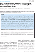 Cover page: DIDS Prevents Ischemic Membrane Degradation in Cultured Hippocampal Neurons by Inhibiting Matrix Metalloproteinase Release