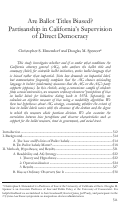 Cover page: Are Ballot Titles Biased? Partisanship in California’s Supervision of Direct Democracy