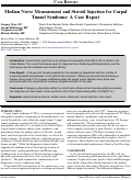 Cover page: Median Nerve Measurement and Steroid Injection for Carpal Tunnel Syndrome: A Case Report