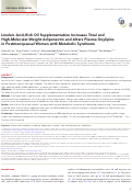 Cover page: Linoleic Acid–Rich Oil Supplementation Increases Total and High-Molecular-Weight Adiponectin and Alters Plasma Oxylipins in Postmenopausal Women with Metabolic Syndrome