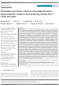 Cover page: Physiological parameter values for physiologically based pharmacokinetic models in food‐producing animals. Part I: Cattle and swine