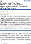 Cover page: Estimating Lead Time Gained by Optical&nbsp;Coherence Tomography in Detecting&nbsp;Glaucoma before Development of&nbsp;Visual Field Defects