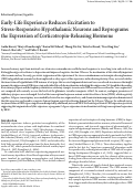 Cover page: Early-Life Experience Reduces Excitation to Stress-Responsive Hypothalamic Neurons and Reprograms the Expression of Corticotropin-Releasing Hormone