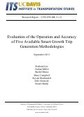 Cover page: Evaluation of the Operation and Accuracy of Five Available Smart Growth Trip Generation Methodologies