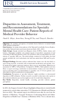 Cover page: Disparities in Assessment, Treatment, and Recommendations for Specialty Mental Health Care: Patient Reports of Medical Provider Behavior