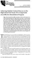 Cover page: Achieving Student-Centered Success on the High School Exit Exam: Five Components of an Effective Remediation Program