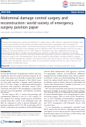 Cover page: Abdominal damage control surgery and reconstruction: world society of emergency surgery position paper