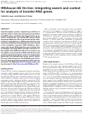 Cover page: tRNAscan-SE On-line: integrating search and context for analysis of transfer RNA genes.