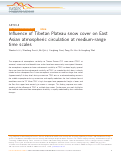 Cover page: Influence of Tibetan Plateau snow cover on East Asian atmospheric circulation at medium-range time scales