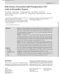 Cover page: Risk Factors Associated with Postoperative CSF Leak in Extrasellar Tumors.