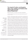 Cover page: The Implicit Positive and Negative Affect Test: Validity and Relationship with Cardiovascular Stress-Responses.