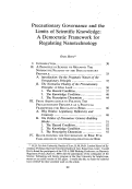 Cover page: Precautionary Governance and the Limits of Scientific Knowledge: A Democratic Framework for Regulating Nanotechnology