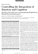 Cover page: Controlling the integration of emotion and cognition - The role of frontal cortex in distinguishing helpful from hurtful emotional information