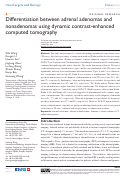 Cover page: Differentiation between adrenal adenomas and nonadenomas using dynamic contrast-enhanced computed tomography.