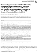 Cover page: Maternal Supplementation with Small-Quantity Lipid-Based Nutrient Supplements Compared with Multiple Micronutrients, but Not with Iron and Folic Acid, Reduces the Prevalence of Low Gestational Weight Gain in Semi-Urban Ghana: A Randomized Controlled Trial