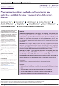 Cover page: Pharmacoepidemiology evaluation of bumetanide as a potential candidate for drug repurposing for Alzheimers disease.