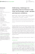 Cover page: Addressing challenges for operating electrochemical solar fuels technologies under variable and diurnal conditions