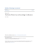 Cover page: The Role of Patent Law in Knowledge Codification