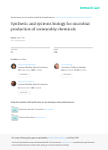 Cover page: Synthetic and systems biology for microbial production of commodity chemicals