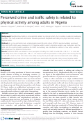 Cover page: Perceived crime and traffic safety is related to
physical activity among adults in Nigeria