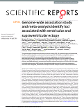 Cover page: Genome-wide association study and meta-analysis identify loci associated with ventricular and supraventricular ectopy.