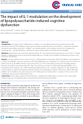 Cover page: The impact of IL-1 modulation on the development of lipopolysaccharide-induced cognitive dysfunction