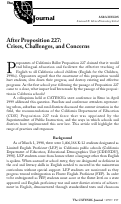 Cover page: After Proposition 227: Crises, Challenges, and Concerns