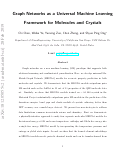 Cover page: Graph Networks as a Universal Machine Learning Framework for Molecules and Crystals