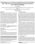 Cover page: Predicting success of energy savings interventions and industry type using smart meter and retrofit data from thousands of non-residential buildings