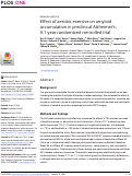 Cover page: Effect of aerobic exercise on amyloid accumulation in preclinical Alzheimer’s: A 1-year randomized controlled trial