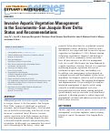 Cover page: Invasive Aquatic Vegetation Management in the Sacramento–San Joaquin River Delta: Status and Recommendations