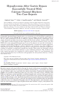 Cover page: Hypoglycemia after Gastric Bypass Successfully Treated with Calcium Channel Blockers: Two Case Reports